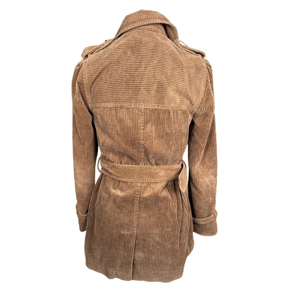 Gap Trench Coat Corduroy Womens Small Brown Belted Jacket 100% Cotton 90's Retro - Picture 3 of 10